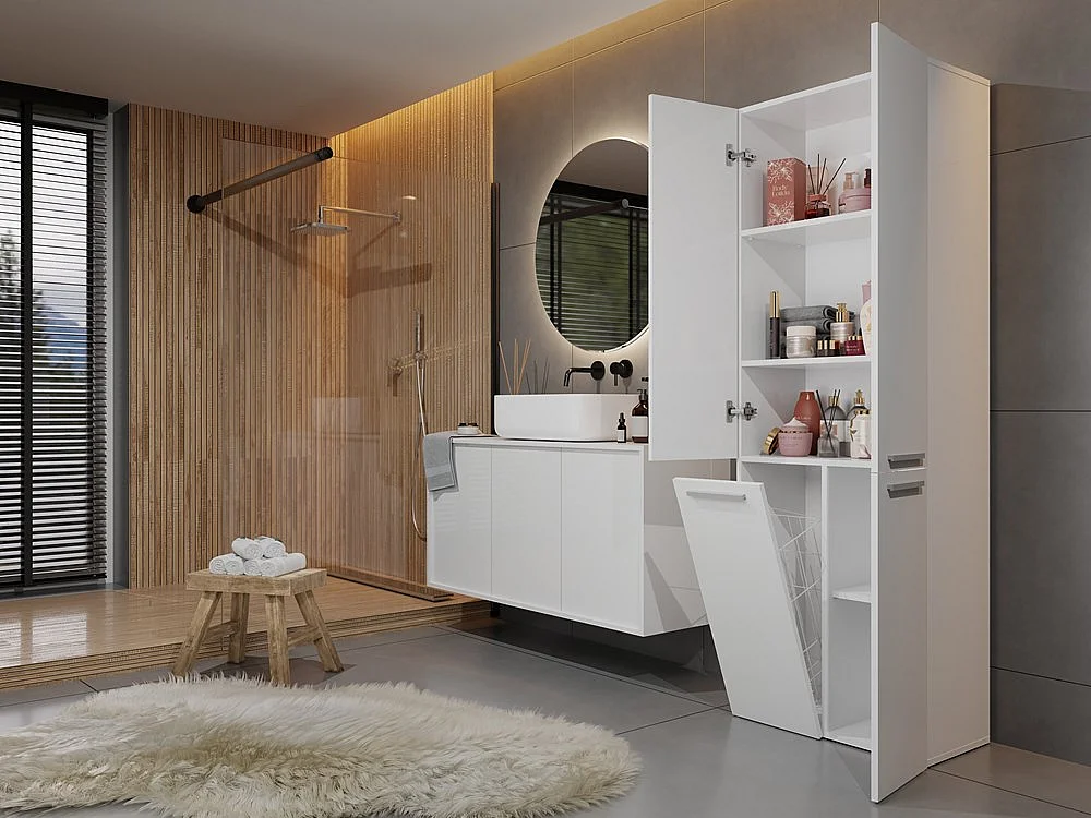 Meuble salle de bain, 174 x 30 x 60 cm, Blanc Mat