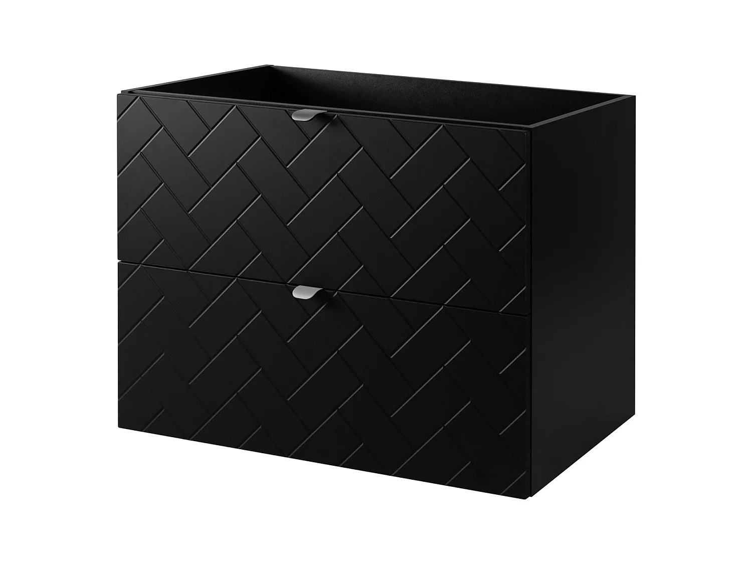 Meuble de salle de bain, Noir Mat, 80 x 57 x 46 cm, poignées argentées