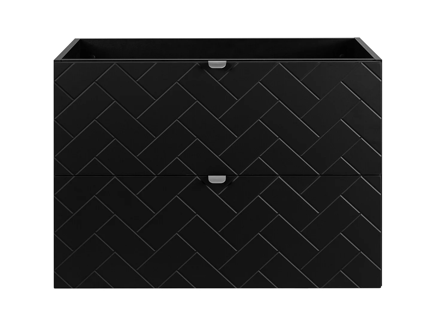 Meuble de salle de bain, Noir Mat, 80 x 57 x 46 cm, poignées argentées