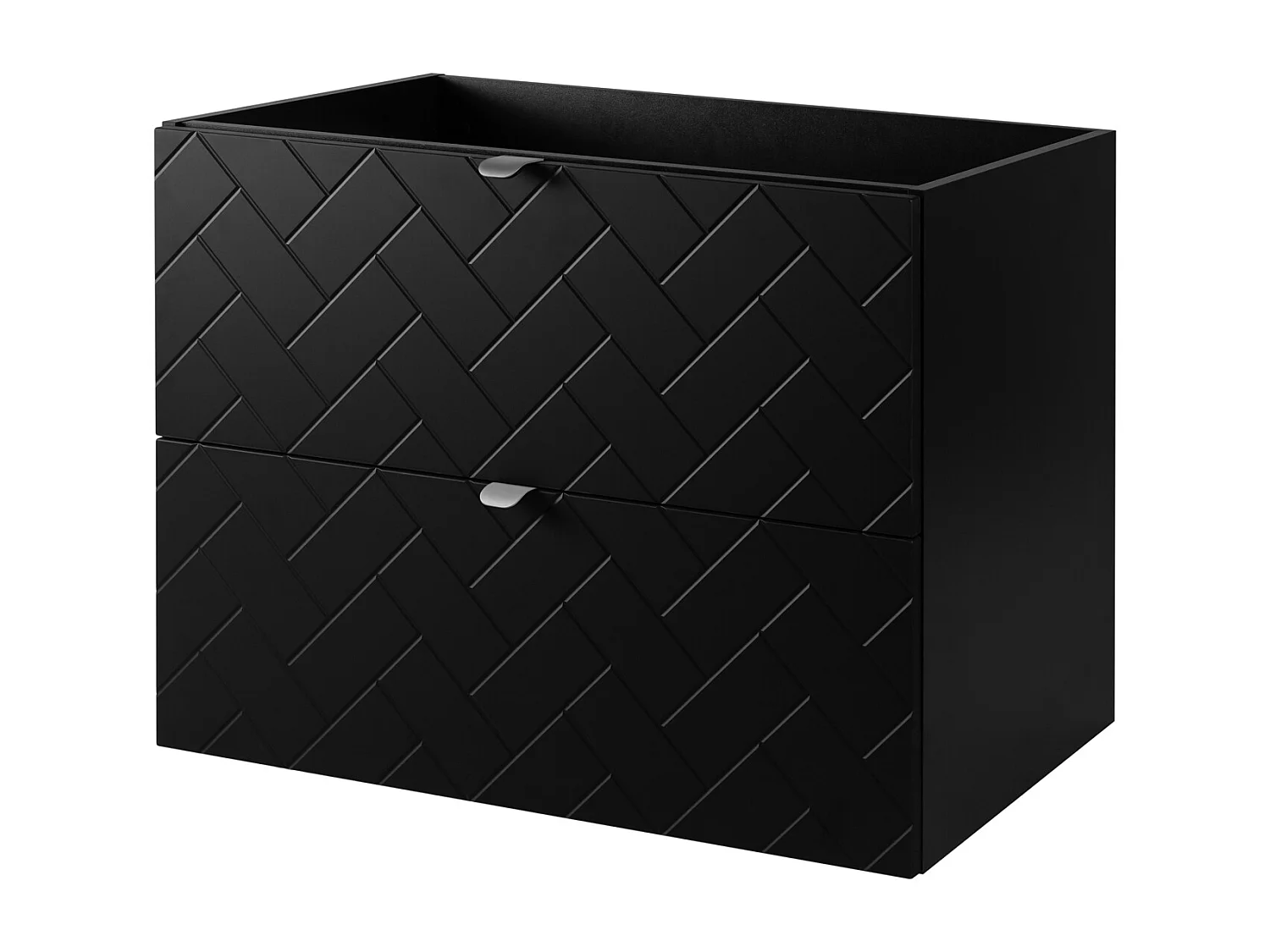 Badkamermeubel, Mat Zwart, 80 x 57 x 46 cm, zilveren handgrepen