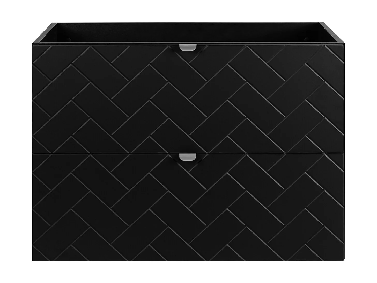 Badkamermeubel, Mat Zwart, 80 x 57 x 46 cm, zilveren handgrepen