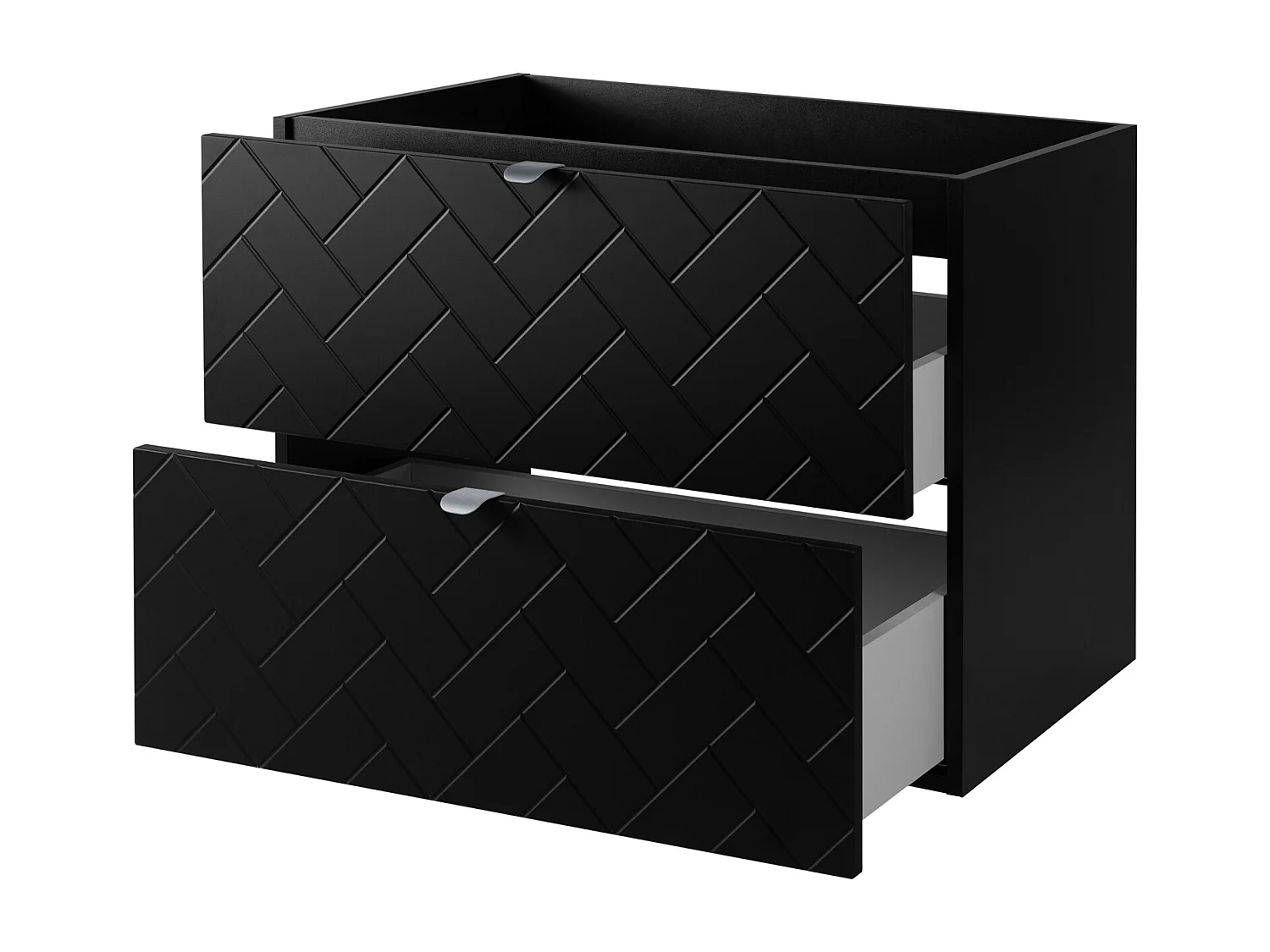 Badkamermeubel, Mat Zwart, 80 x 57 x 46 cm, zilveren handgrepen