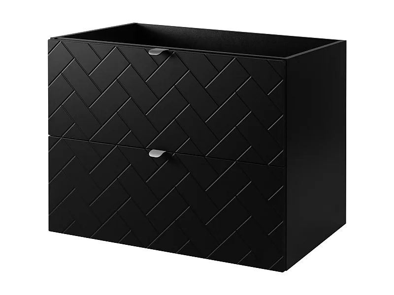 Meuble de salle de bain, Noir Mat, 80 x 57 x 46 cm, poignées argentées