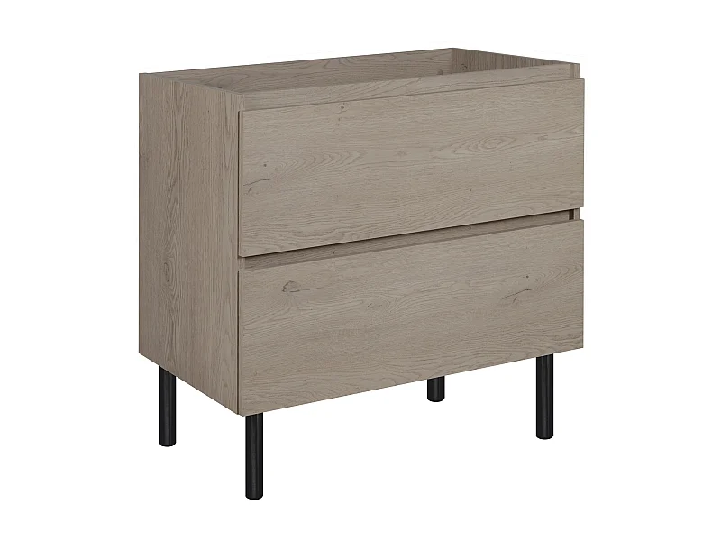 Badezimmermöbel 80 cm, Füße, Farbe: Dunkle Eiche, 80 x 77 x 46 cm