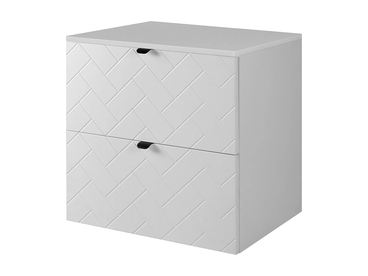 Meuble de salle de bain, Blanc Mat, 60 x 57 x 46 cm, poignées noires