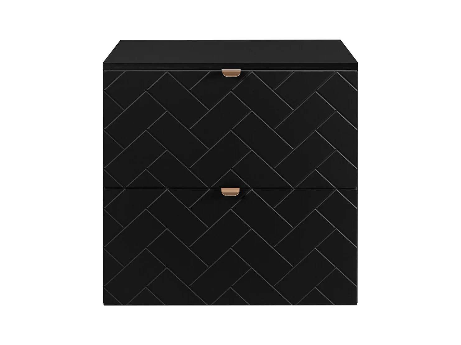 Meuble de salle de bain, Noir Mat, 60 x 57 x 46 cm, poignées dorées