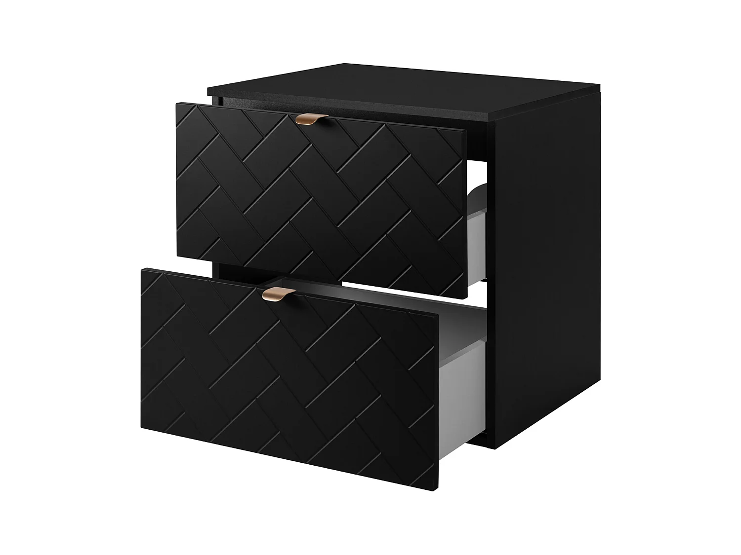 Meuble de salle de bain, Noir Mat, 60 x 57 x 46 cm, poignées dorées