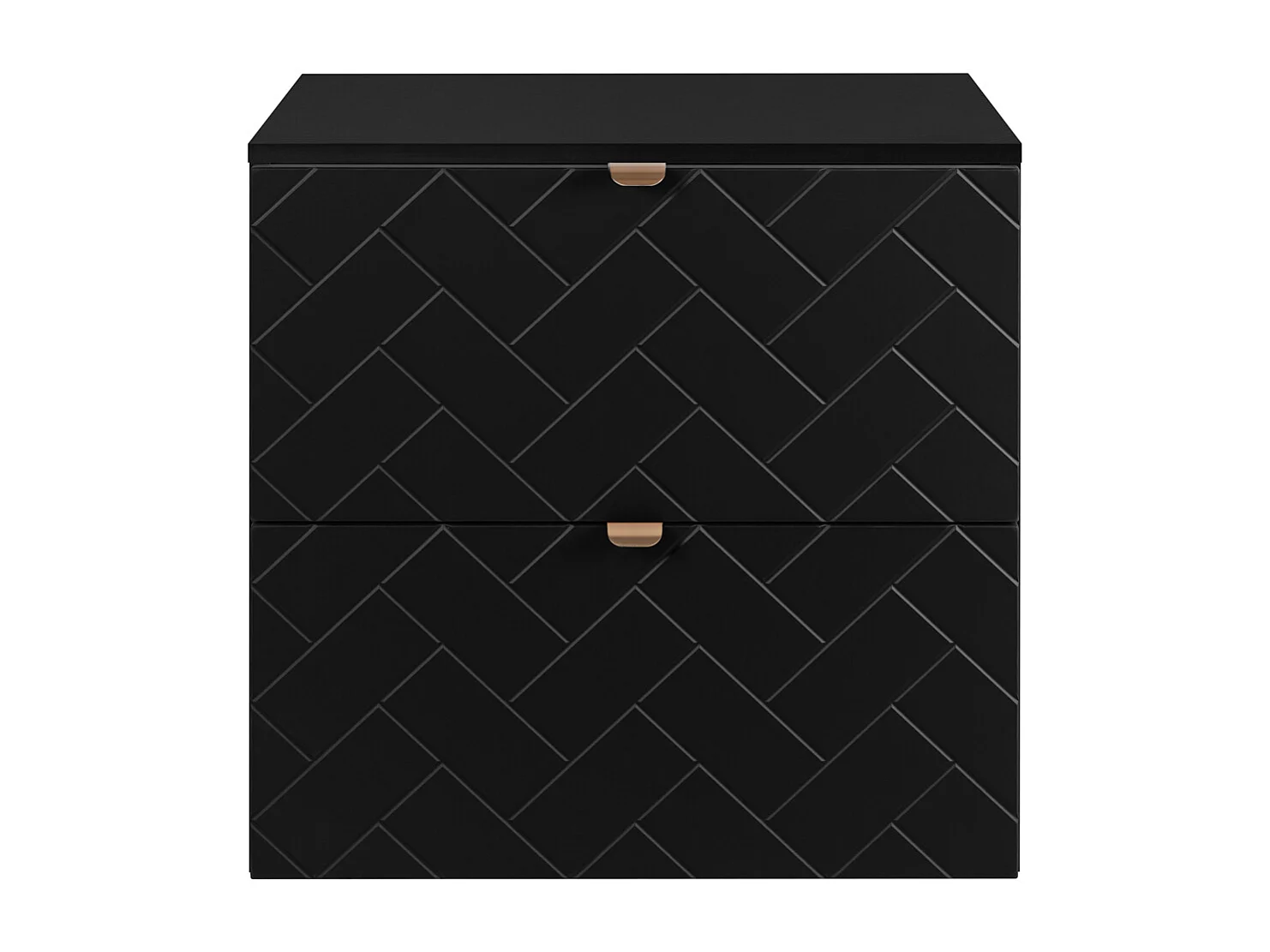 Meuble de salle de bain, Noir Mat, 60 x 57 x 46 cm, poignées dorées