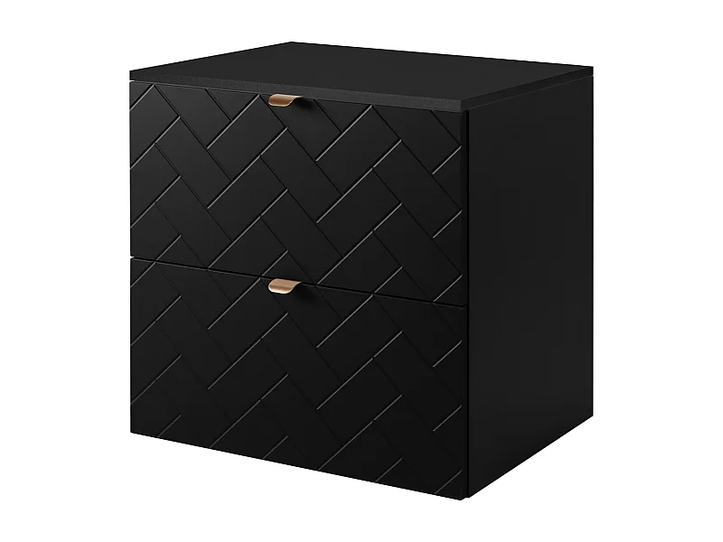 Meuble de salle de bain, Noir Mat, 60 x 57 x 46 cm, poignées dorées