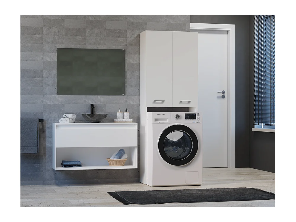 Mobile per lavatrice, 30 x 64 x 180 cm, Bianco Opaco