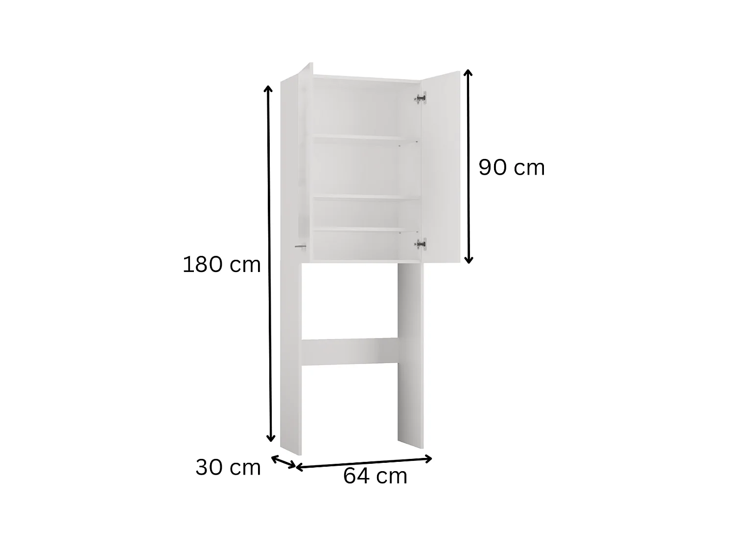 Mobile per lavatrice, 30 x 64 x 180 cm, Bianco Opaco