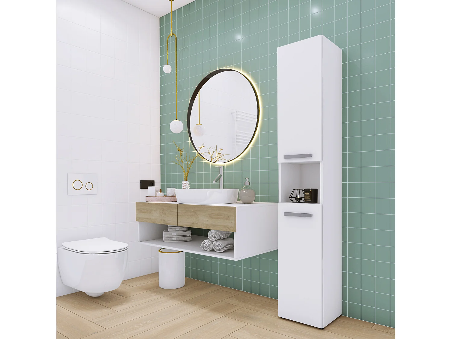 Meuble de salle de bain, Blanc Mat, 30 x 174 x 30 cm