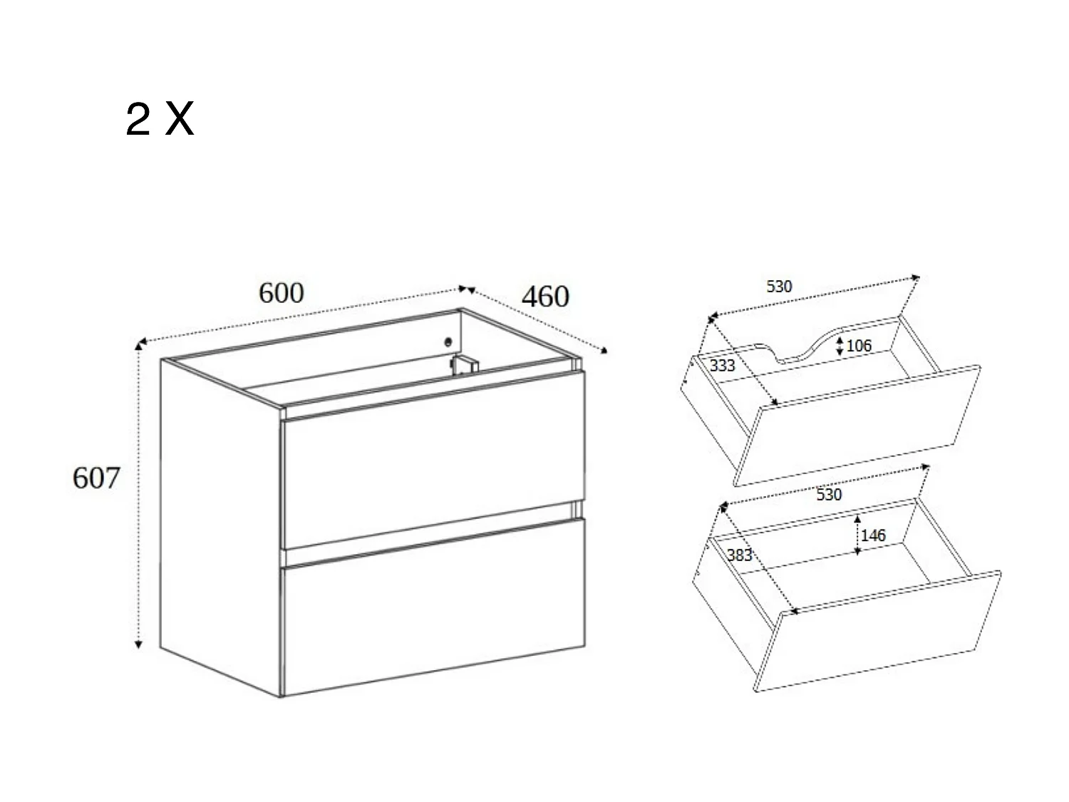 Meuble de salle de bain 140 cm (2 X 60 + 20) + pieds, Couleur : Chêne Clair, 140 x 77 x 46 cm, sans plan de travail
