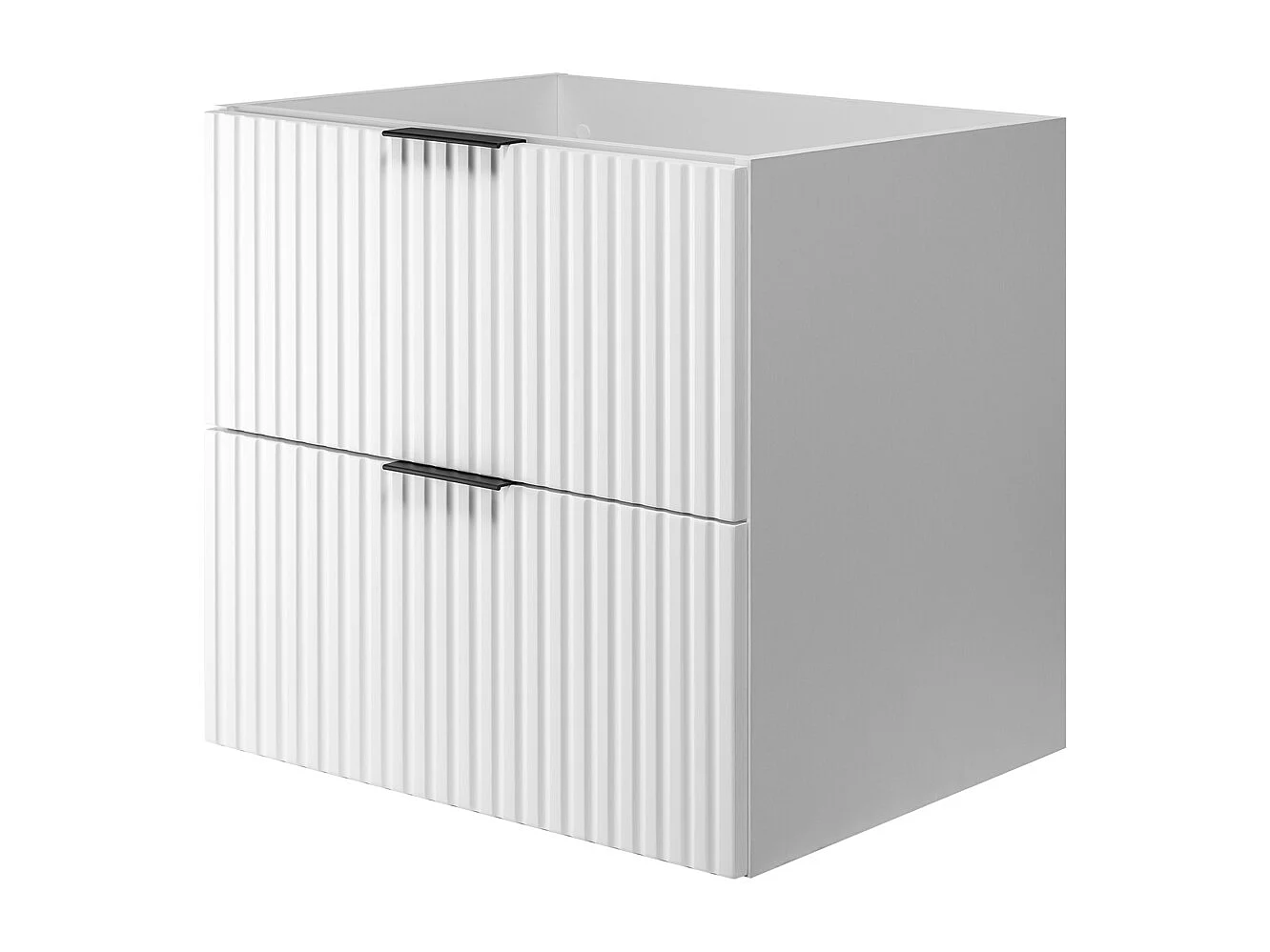 Meuble vasque, Blanc + poignée noire, 120 (2 x 60) x 57 x 46 cm