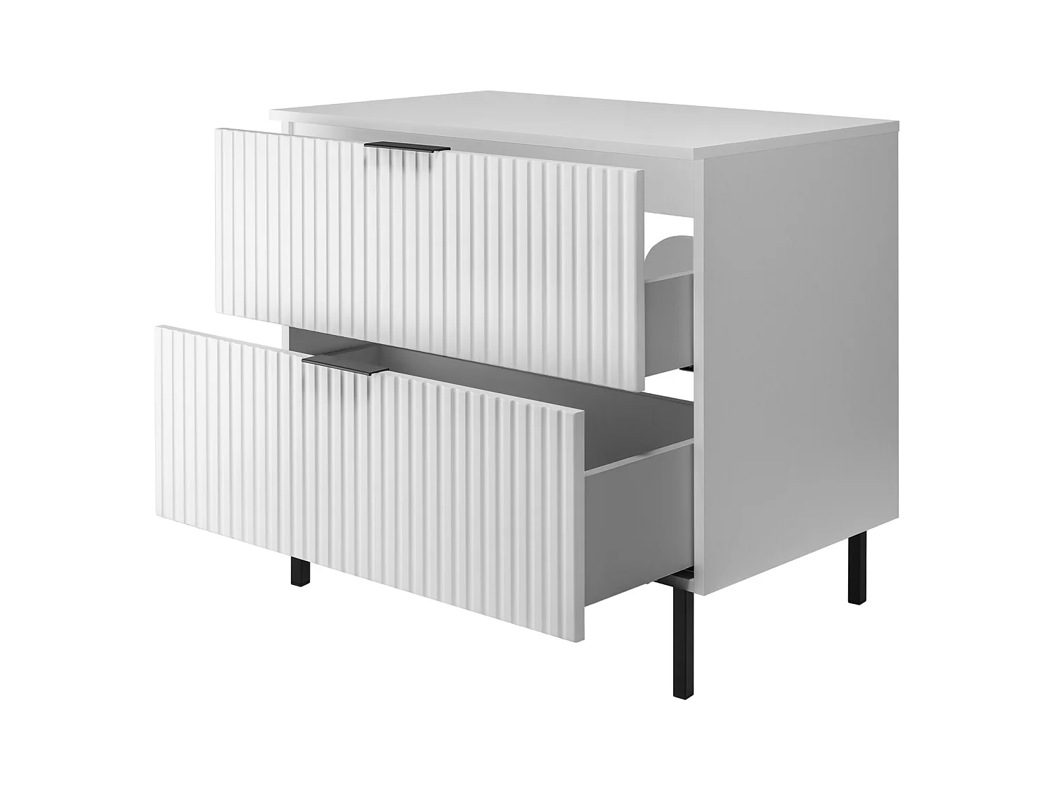 Badezimmermöbel, Weiß + schwarzer Griff, 80 x 77 x 46 cm