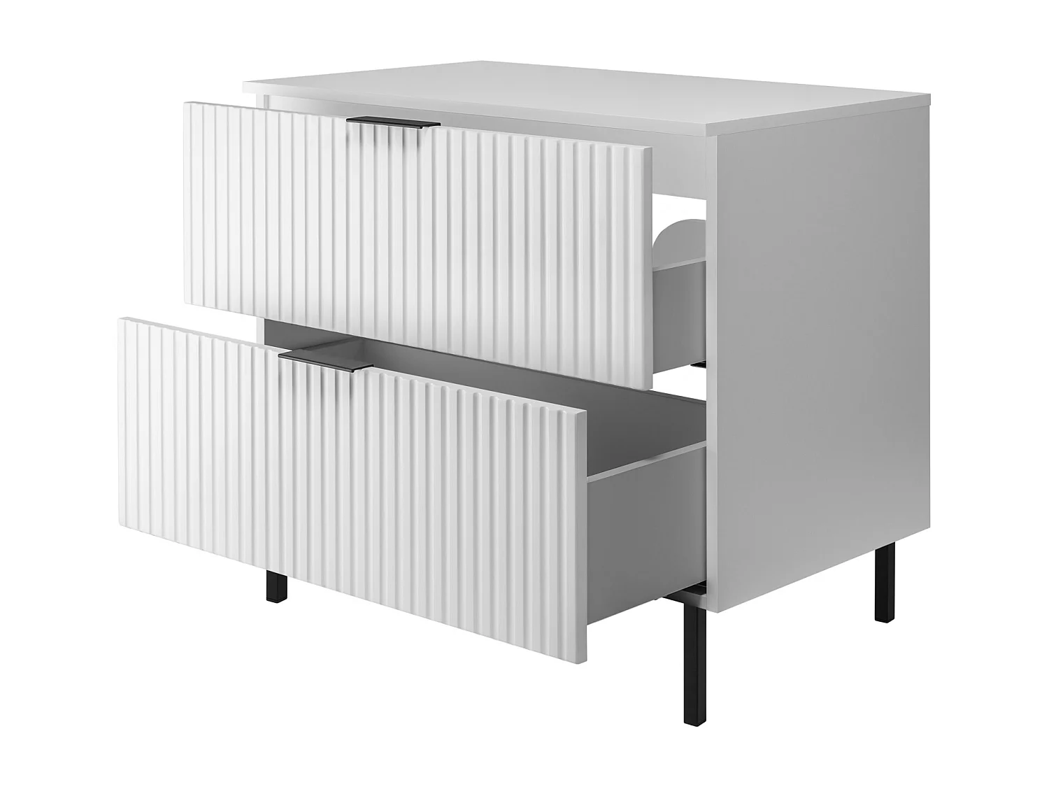 Szafka pod umywalkę, biała, 80 x 77 x 46 cm, uchwyt czarny, nogi czarne + blat