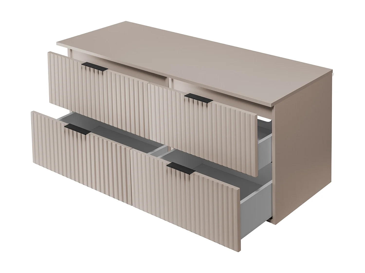 Meuble vasque, Cachemire, 120 (2 x 60) x 57 x 46 cm, poignée noire + Plan de travail