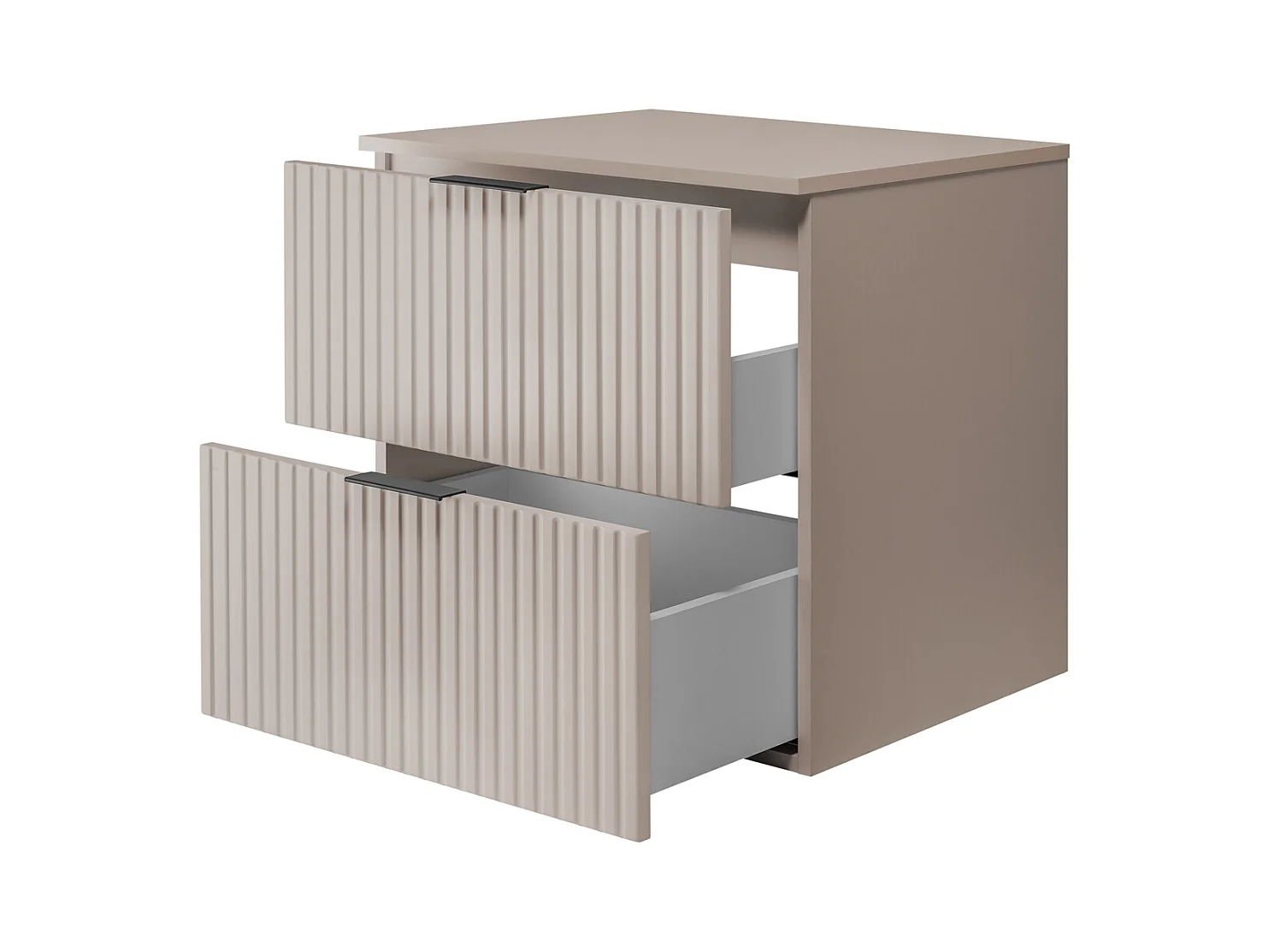 Meuble vasque, Cachemire, 60 x 57 x 46 cm, poignée noire + Plan de travail