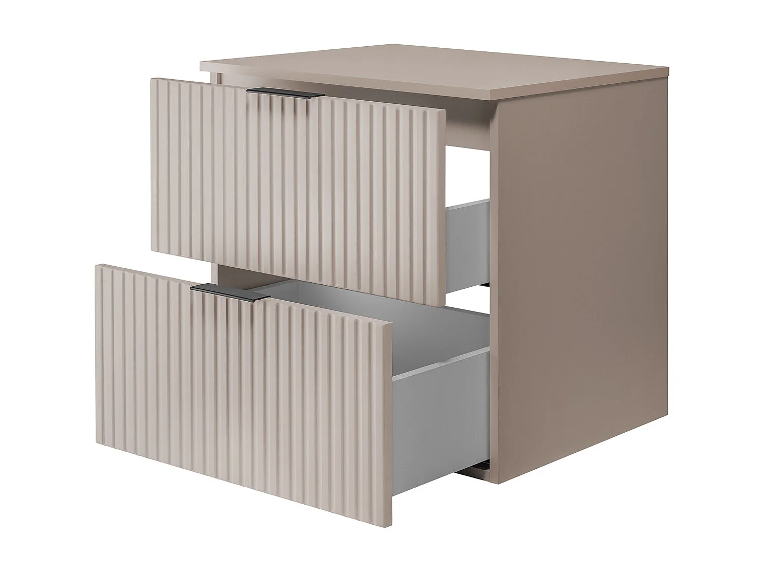 Meuble vasque, Cachemire, 60 x 57 x 46 cm, poignée noire + Plan de travail