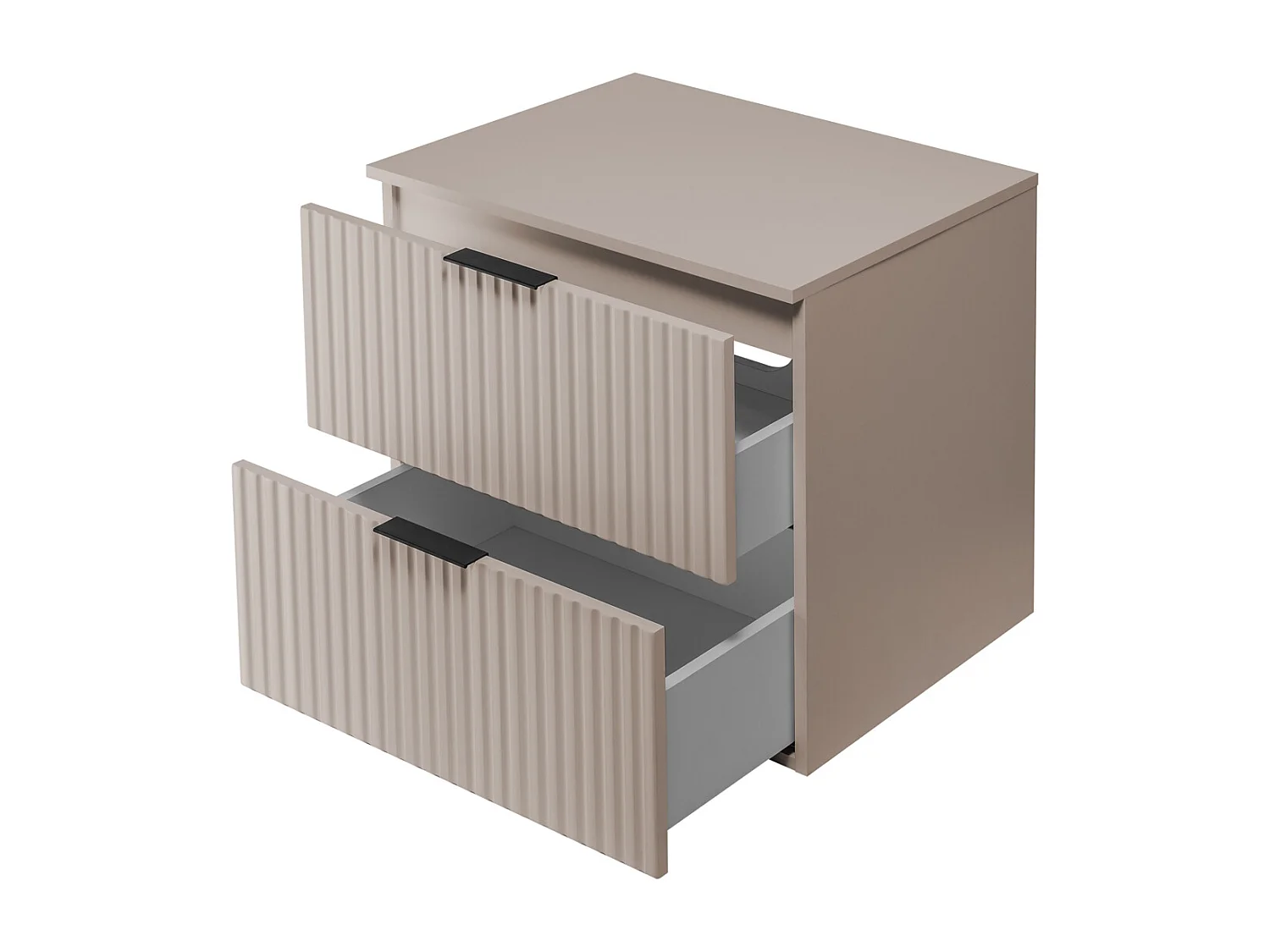 Meuble vasque, Cachemire, 60 x 57 x 46 cm, poignée noire + Plan de travail