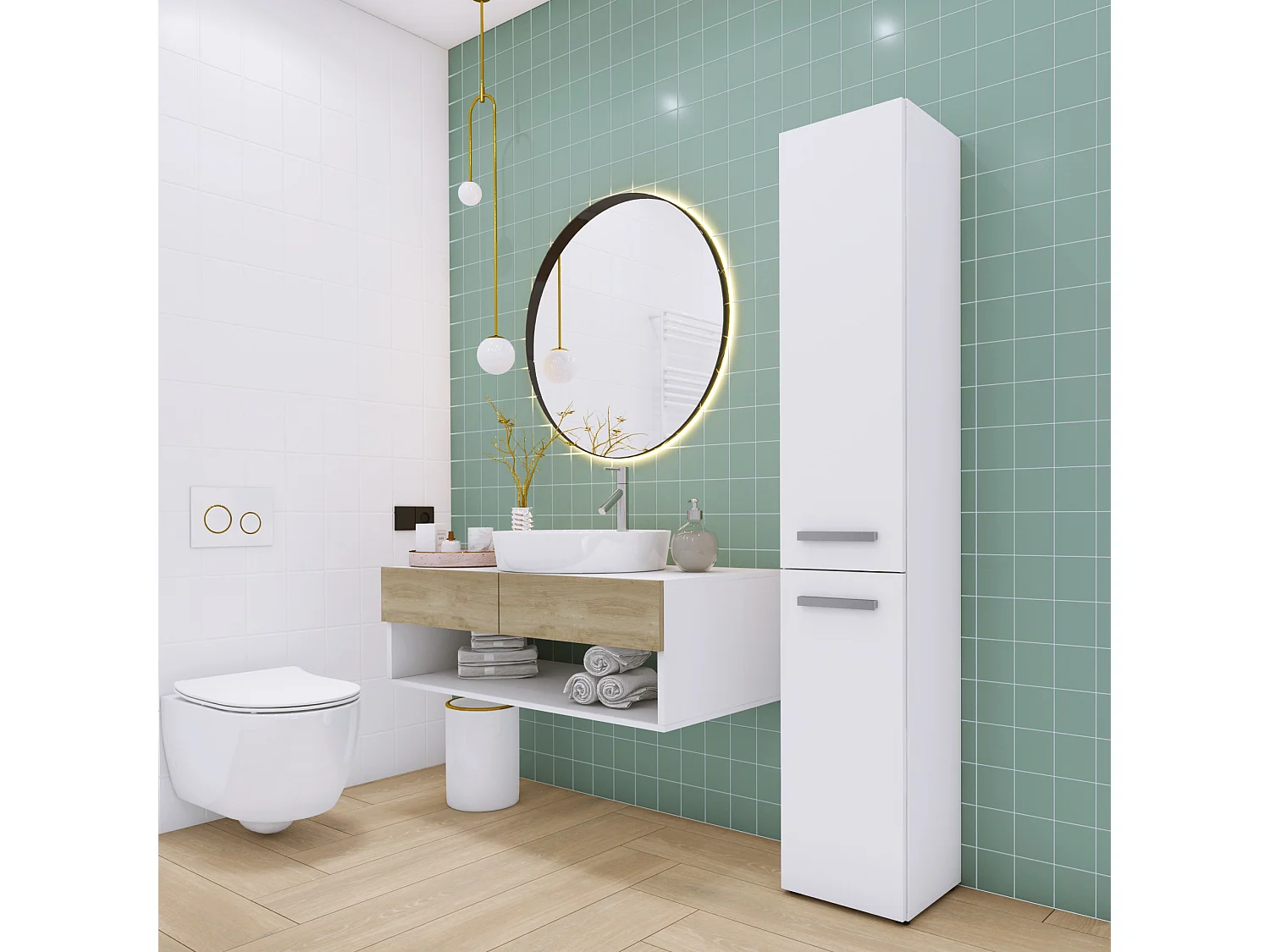 Meuble de salle de bain, Blanc Mat, 30 x 174 x 30 cm