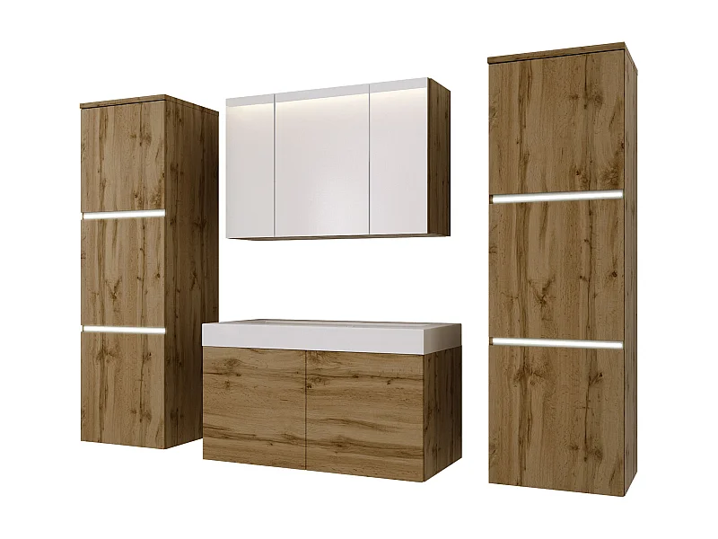 Ensemble meuble salle de bain, Wotan Chêne, 160 x 130 cm