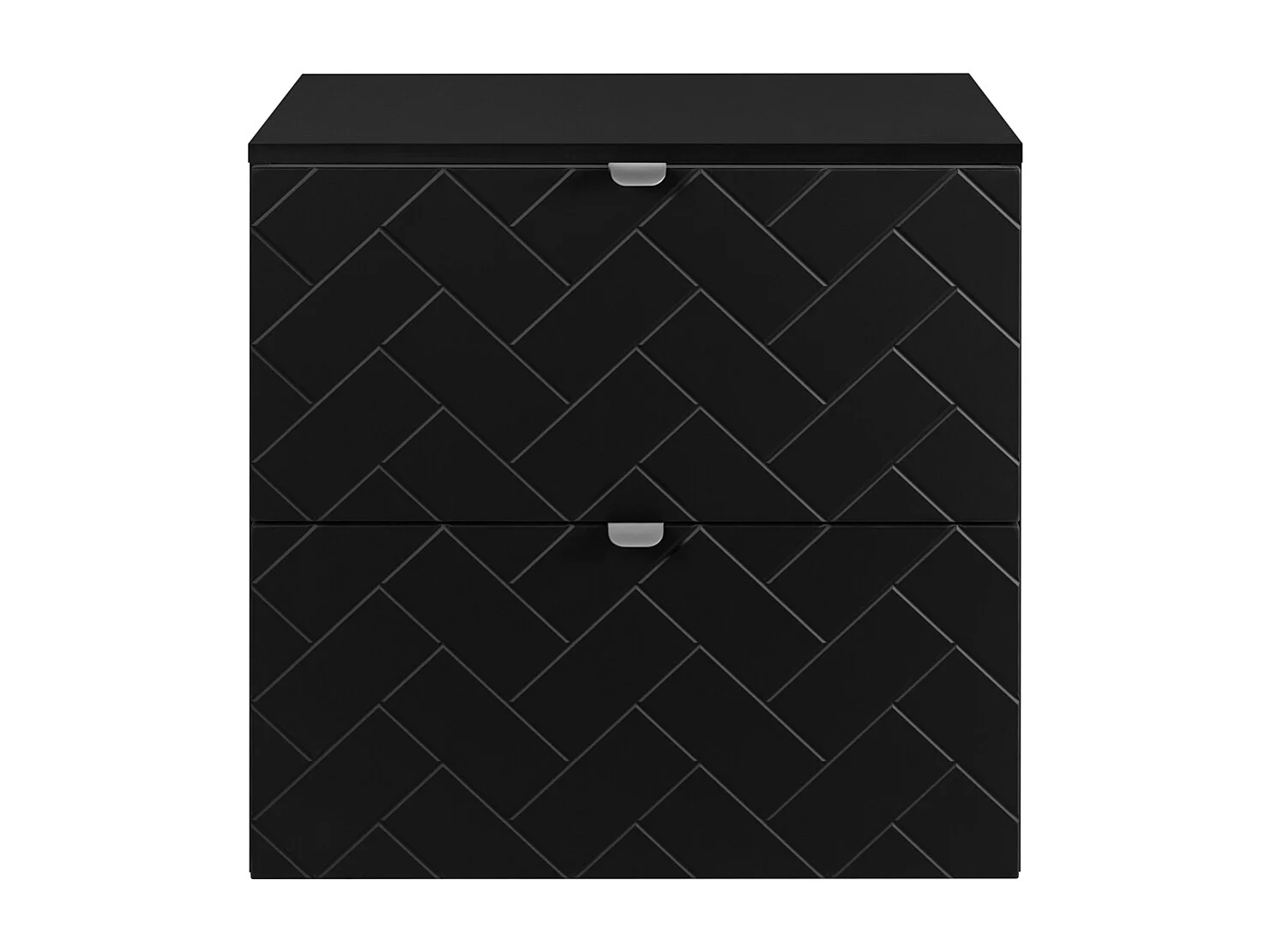 Meuble de salle de bain, Noir Mat, 60 x 57 x 46 cm, poignées argentées