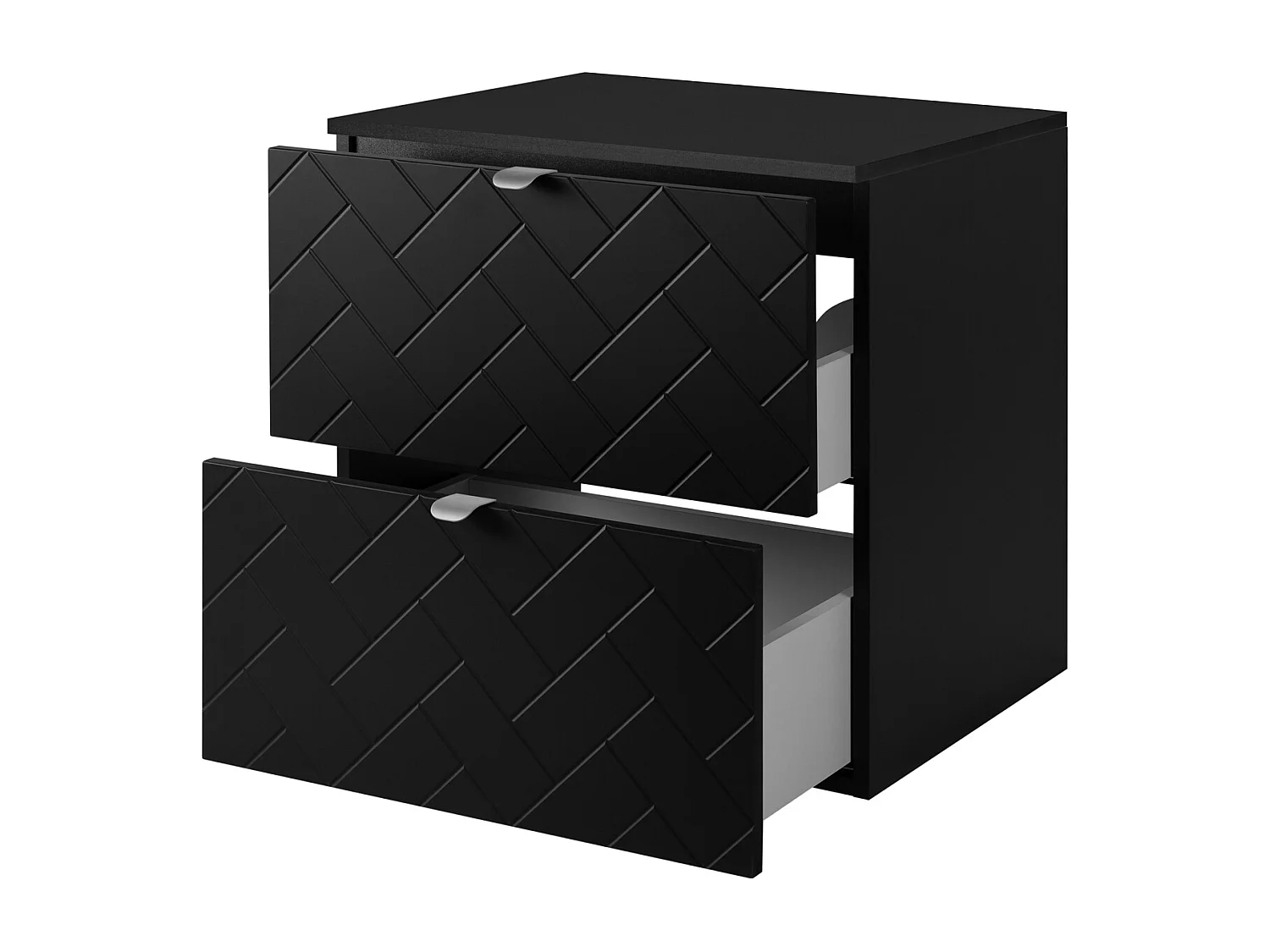 Meuble de salle de bain, Noir Mat, 60 x 57 x 46 cm, poignées argentées