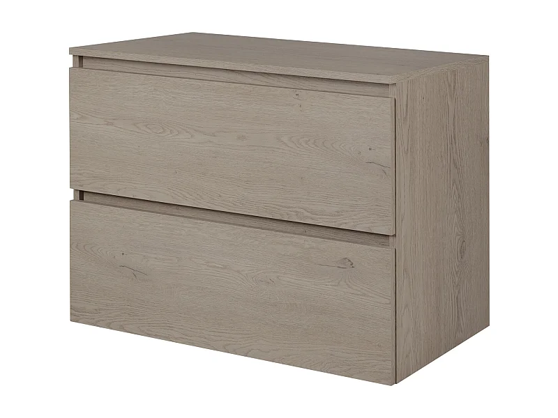 Badezimmermöbel 80 cm mit oberer Arbeitsplatte, Farbe: Dunkle Eiche, 80 x 60,7 x 46 cm