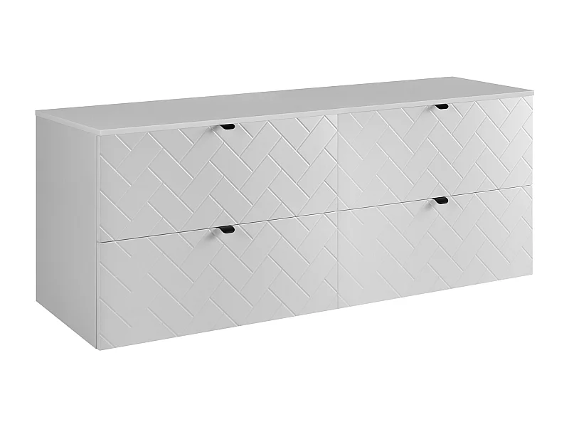 Meuble de salle de bain, Blanc Mat, 160 x 57 x 46 cm, poignées noires