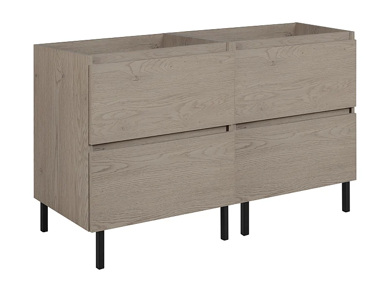 Meuble de salle de bain 120 cm (2 X 60) + pieds meuble, Couleur: Chêne Foncé, 120 x 77 x 46 cm, sans plan de travail