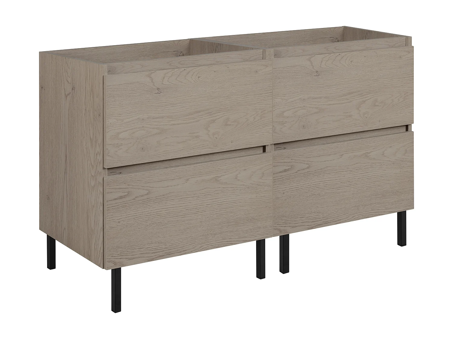 Badezimmermöbel 120 cm (2 x 60) + Möbelfüße, Farbe: Dunkle Eiche, 120 x 80,7 x 46 cm