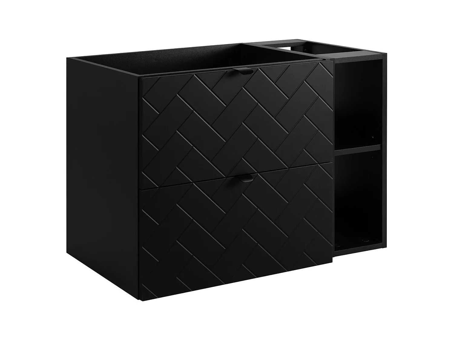 Meuble de salle de bain, Noir Mat, 80 x 57 x 46 cm, poignées noires