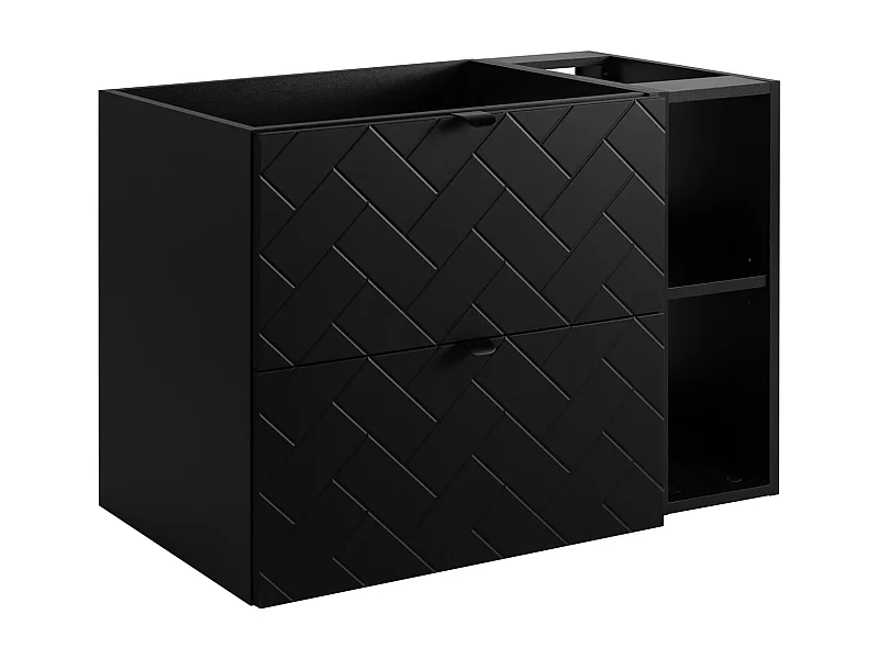 Badezimmermöbel, Mattschwarz, 80 x 57 x 46 cm, schwarze Griffe