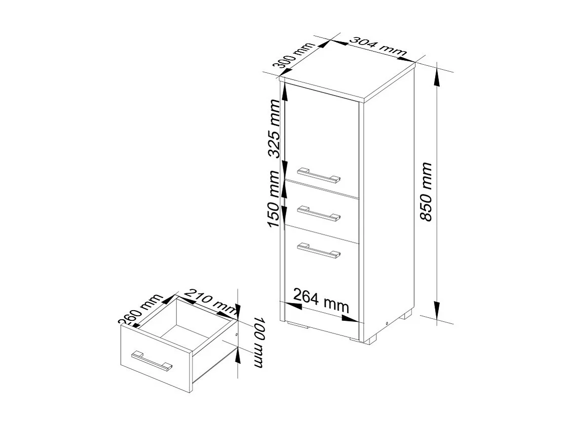 Colonne salle de bain, 2 portes, 1 tiroir, 140 x 30 x 30 cm, wengé