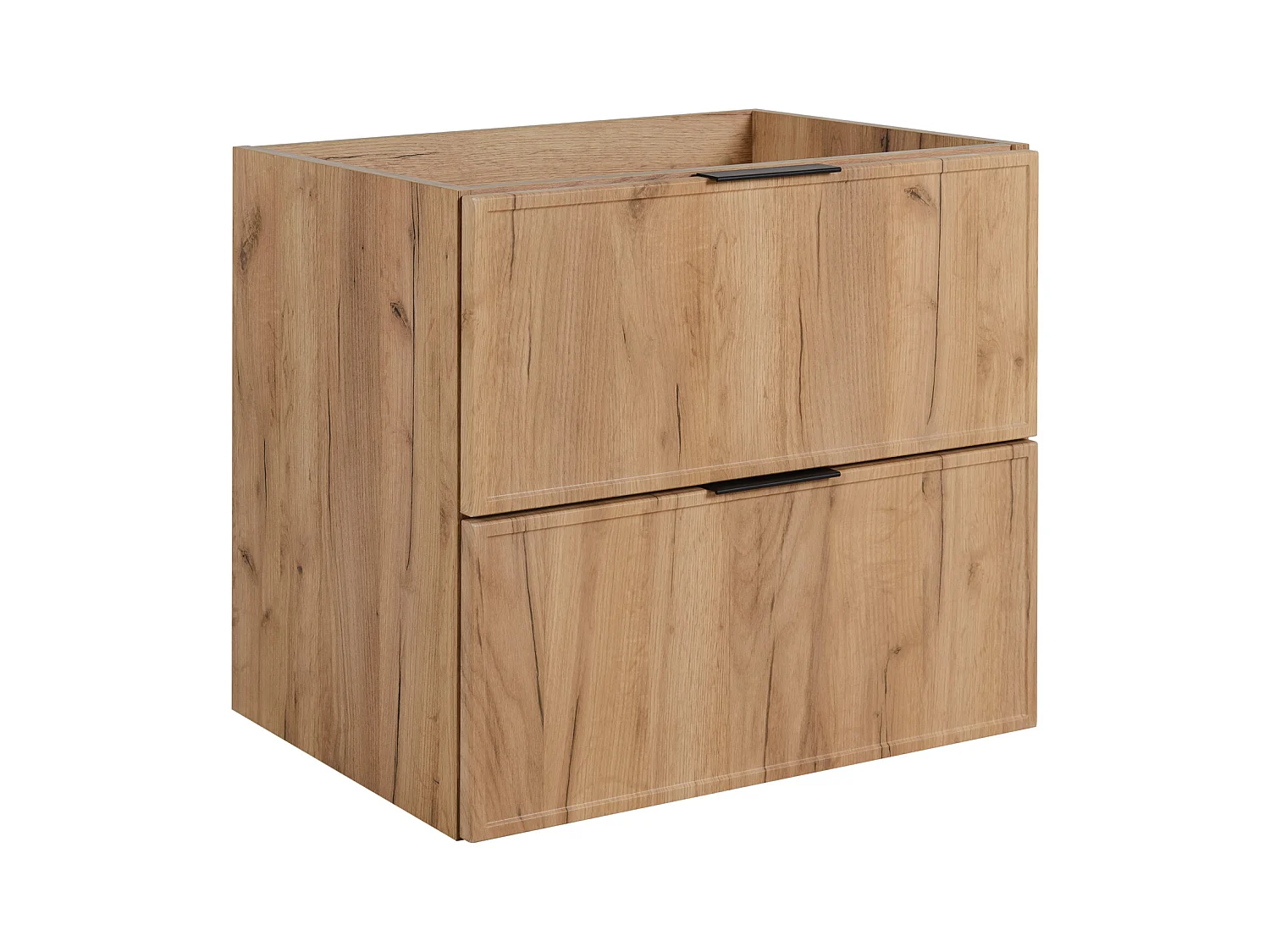 Badezimmerschrank, Craft-Eiche, schwarzer Griff, 46 x 60 x 57 cm
