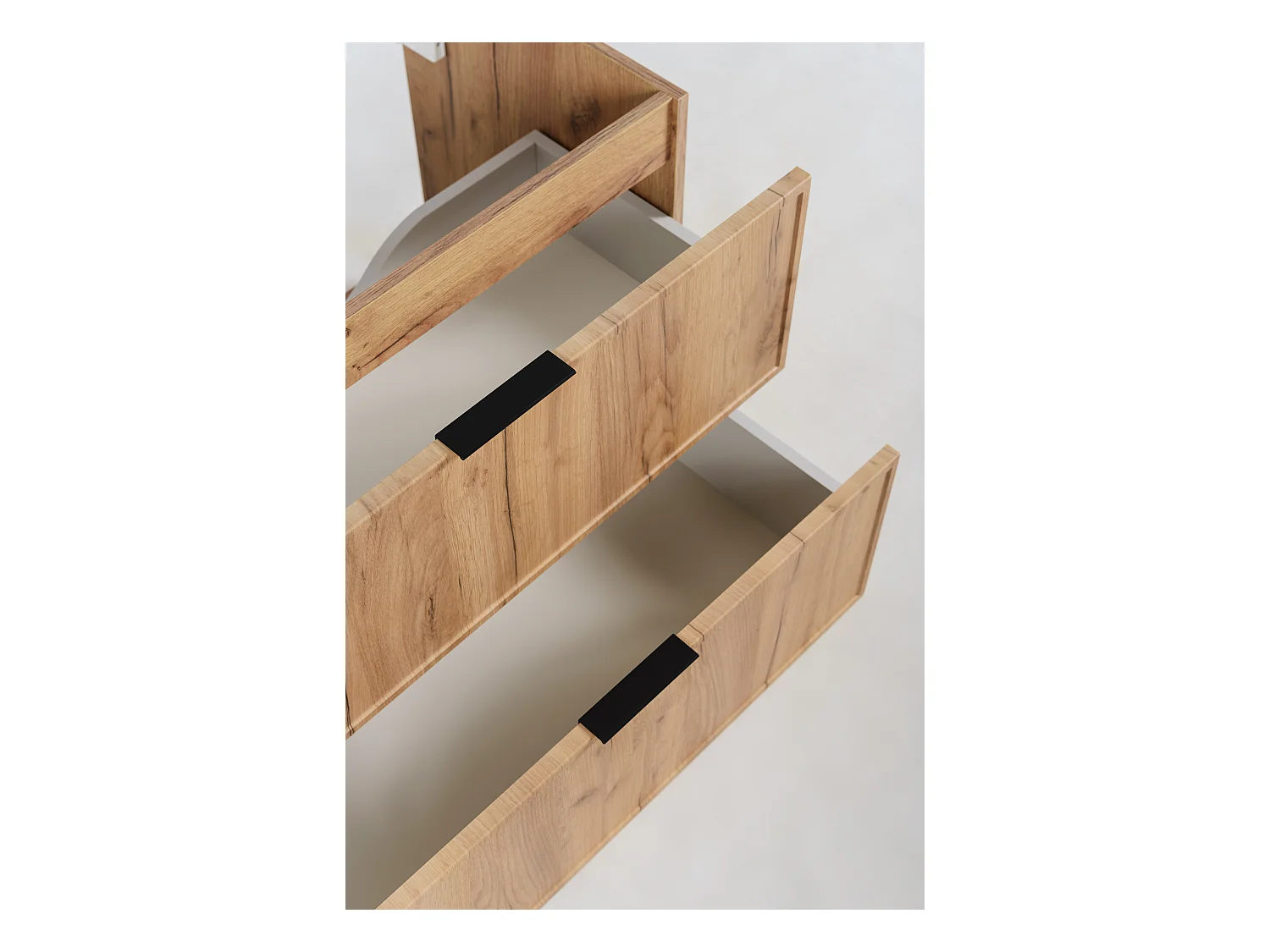 Badezimmerschrank, Craft-Eiche, schwarzer Griff, 46 x 60 x 57 cm