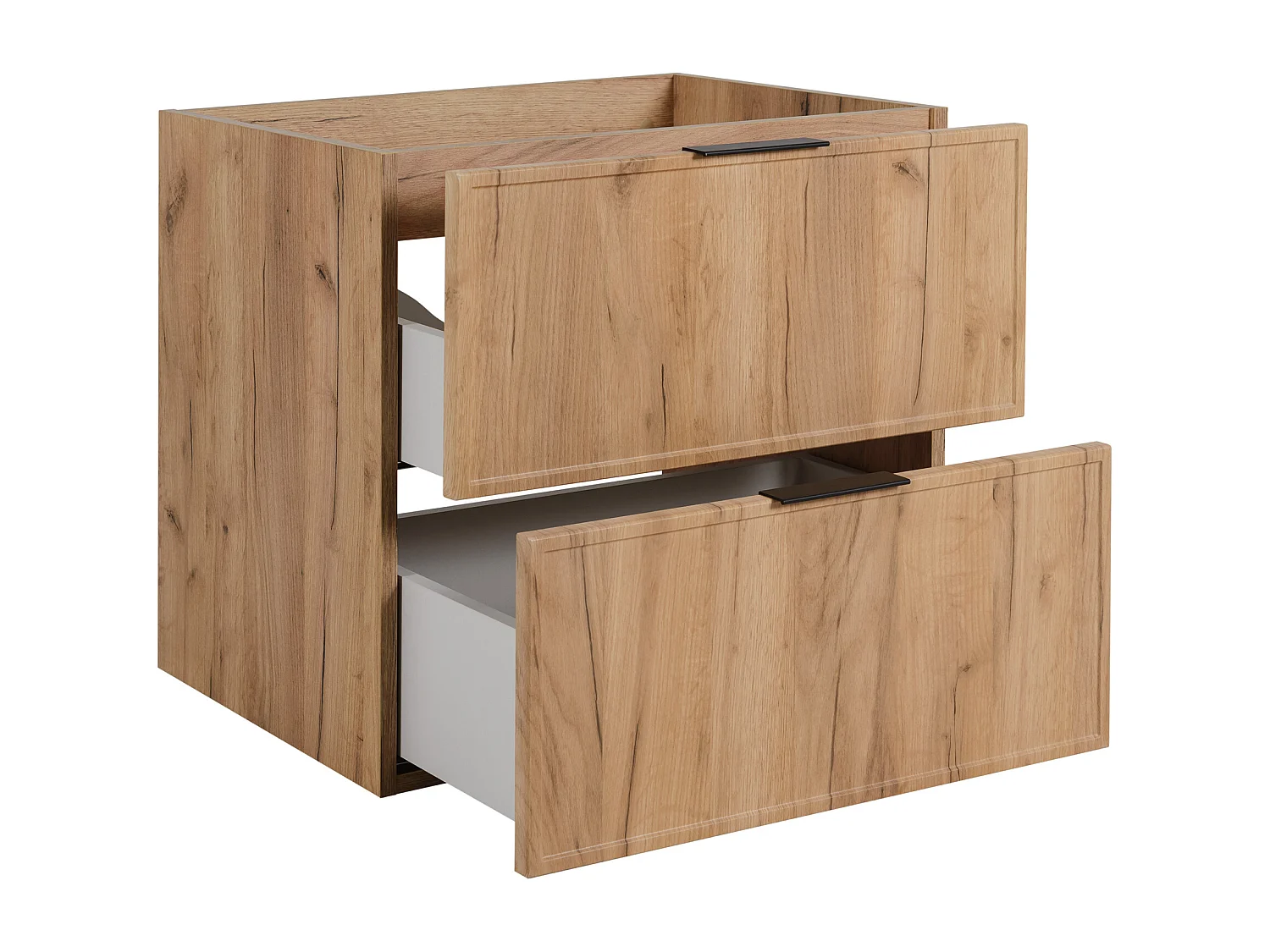 Meuble de salle de bain, Chêne Craft, poignée noire, 46 x 60 x 57 cm