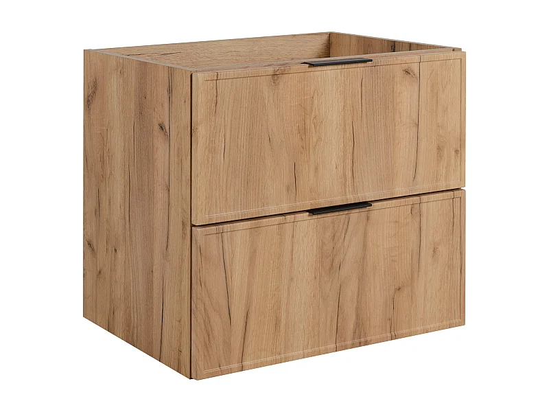 Meuble de salle de bain, Chêne Craft, poignée noire, 46 x 60 x 57 cm