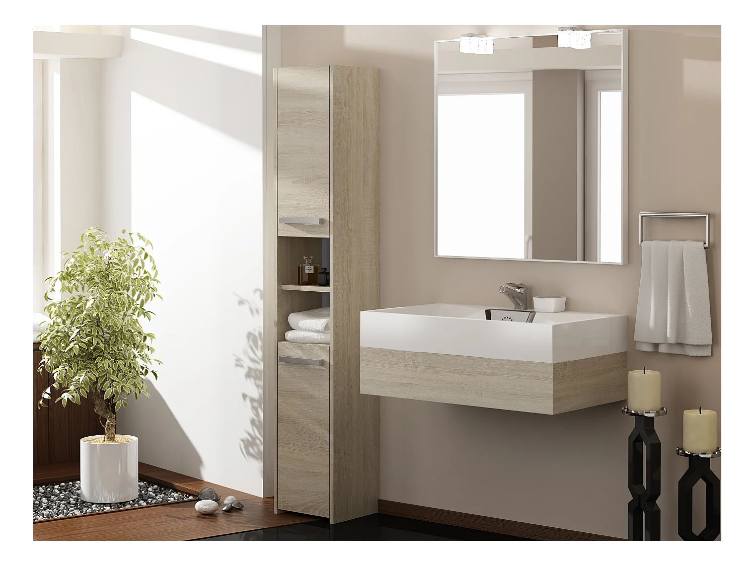 Armoire de salle de bain, Chêne Sonoma, 170 x 30 x 30 cm