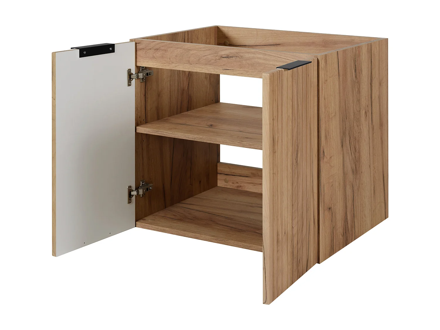 Meuble vasque, Chêne Craft + poignée noire, 60 x 57 x 46 cm