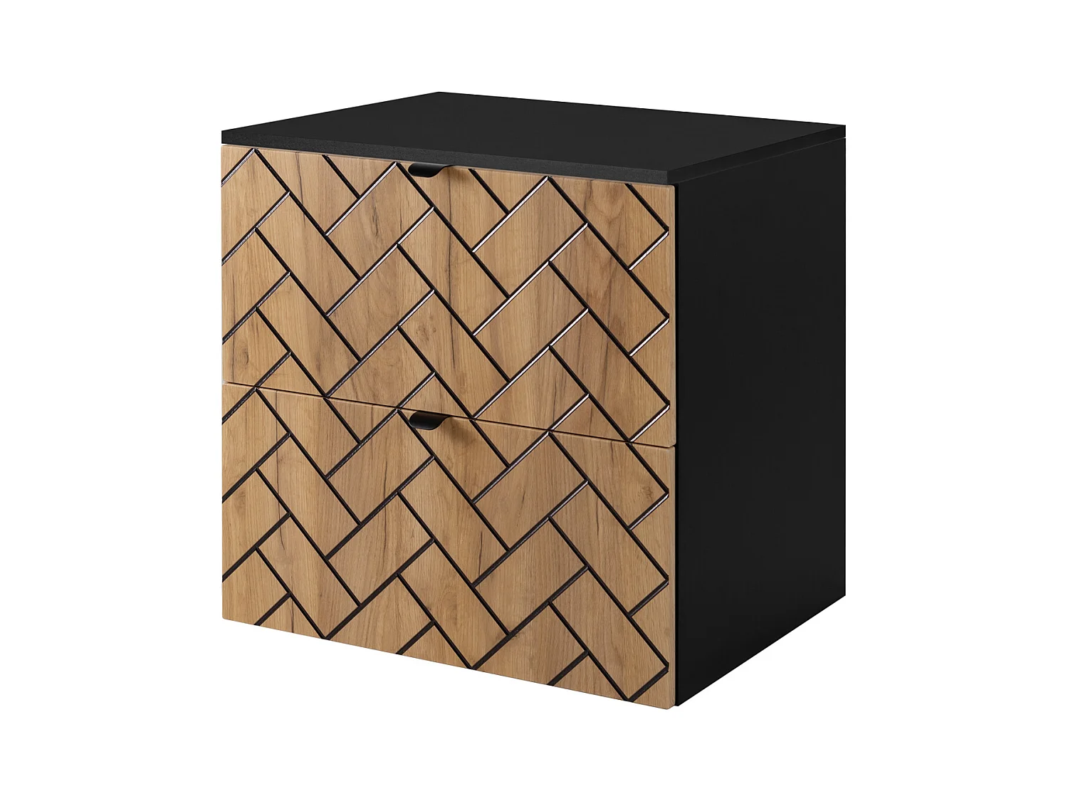 Meuble de salle de bain, Chêne artisanal doré, 60 x 57 x 46 cm, poignées noires