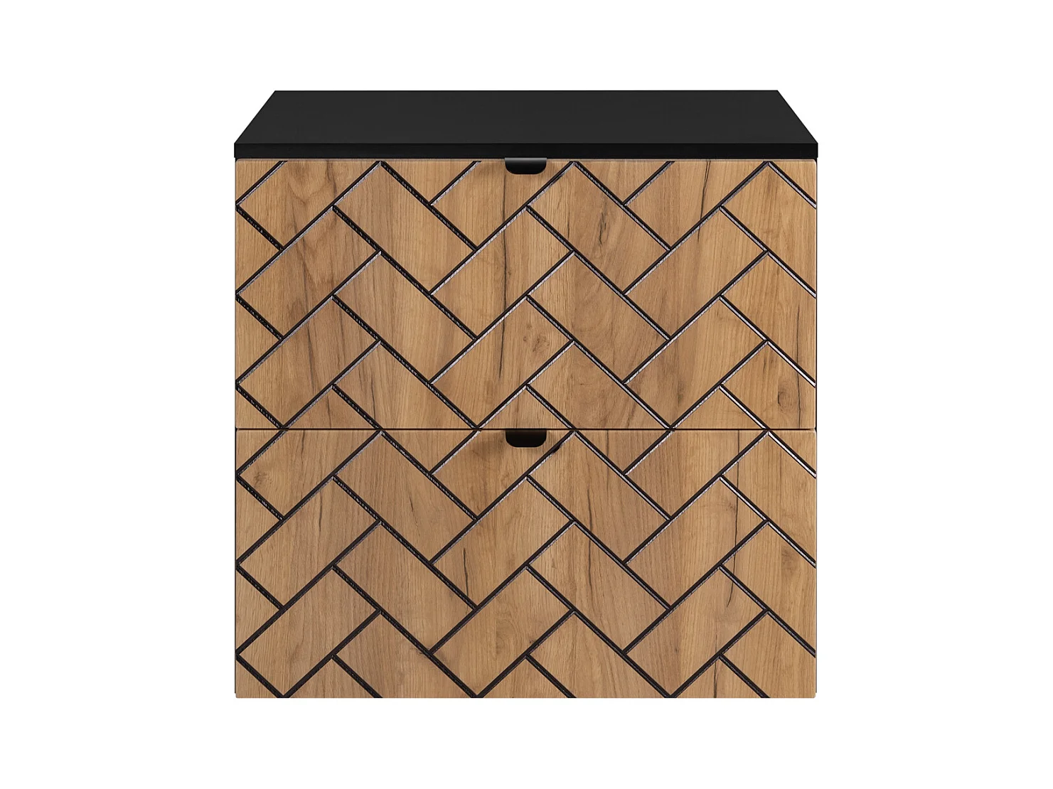 Meuble de salle de bain, Chêne artisanal doré, 60 x 57 x 46 cm, poignées noires