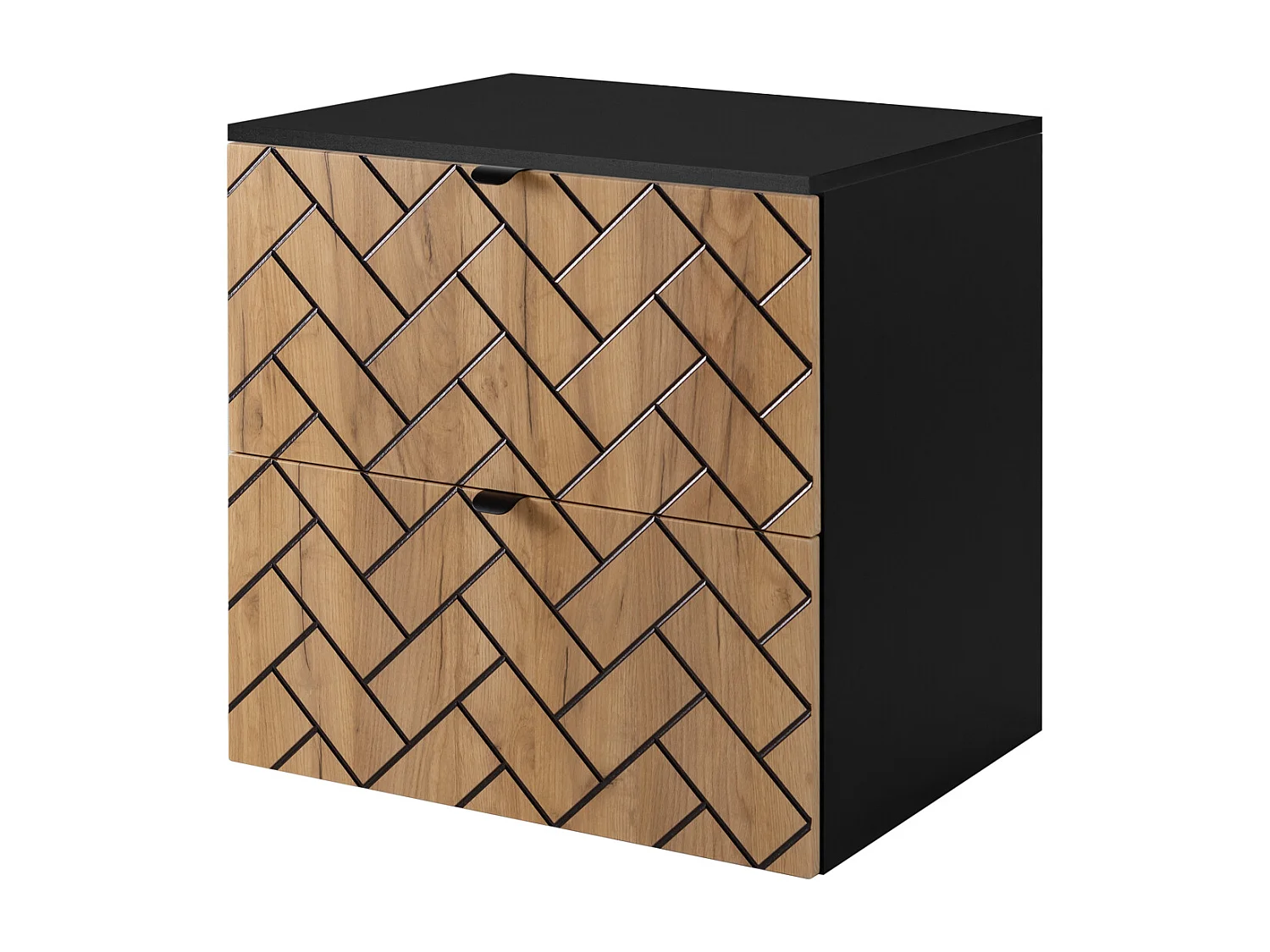 Badkamermeubel, Gouden ambachtelijk eikenhout, 60 x 57 x 46 cm, zwarte handgrepen