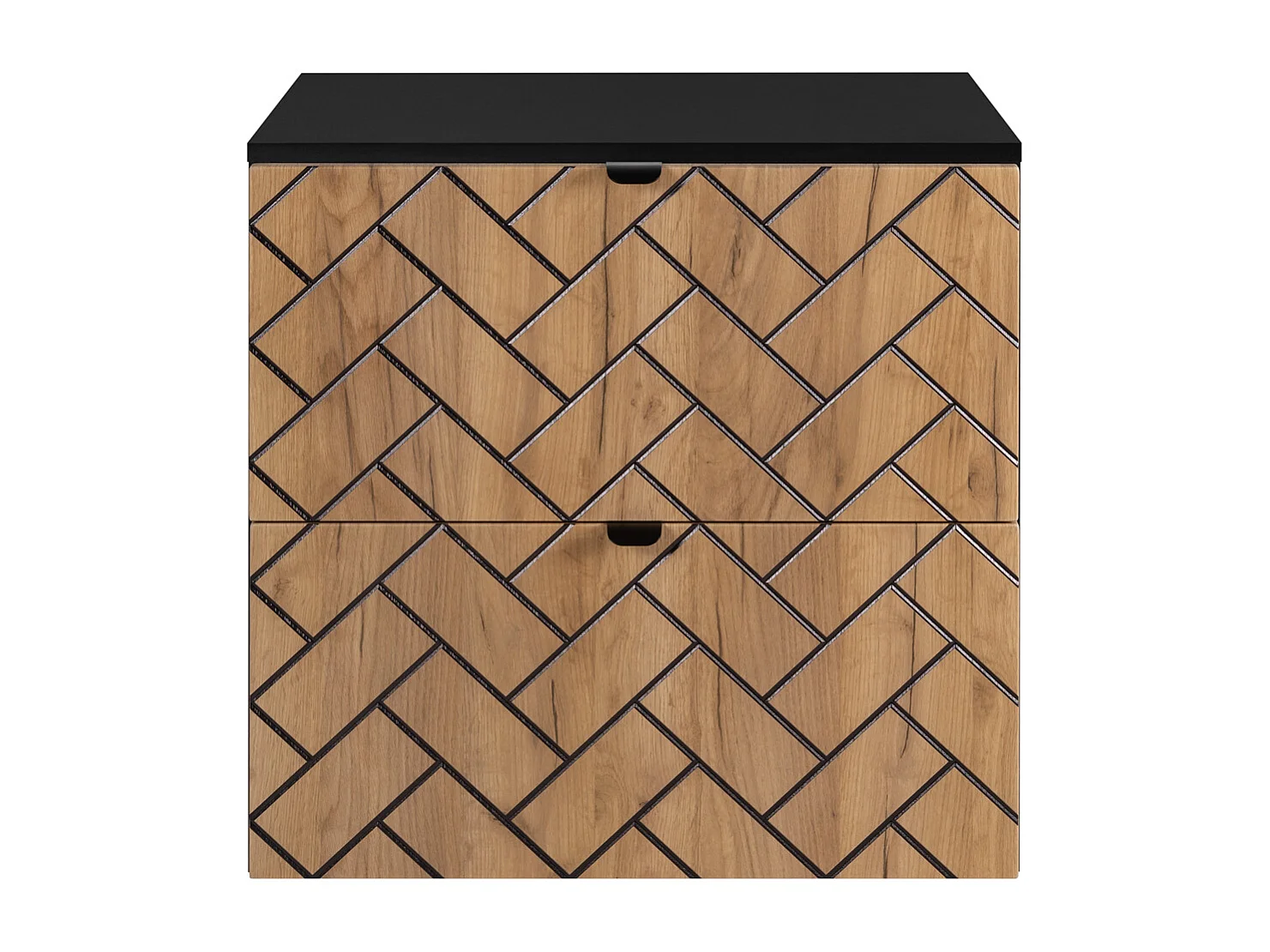 Badkamermeubel, Gouden ambachtelijk eikenhout, 60 x 57 x 46 cm, zwarte handgrepen