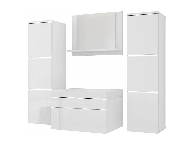Badezimmermöbel-Set, Mattweiß, Hochglanzweiß, 120 x 110 cm