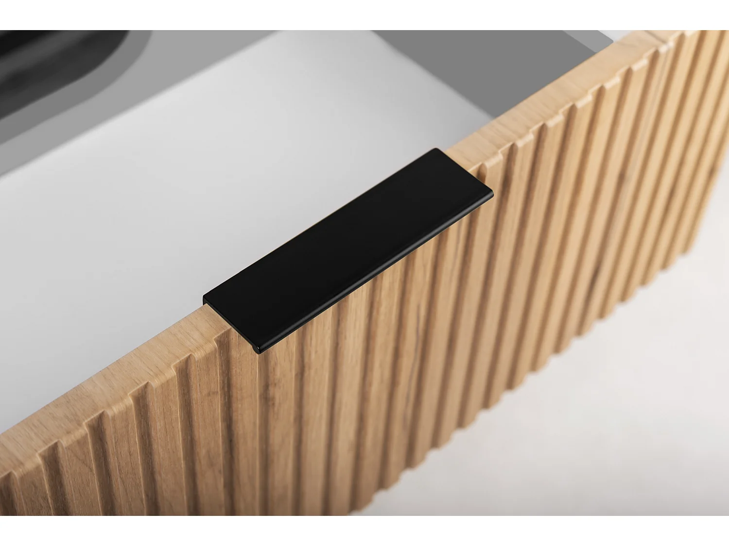 Meuble de salle de bain, Chêne Craft, poignée noire, 41,5 x 120 x 51,7 cm