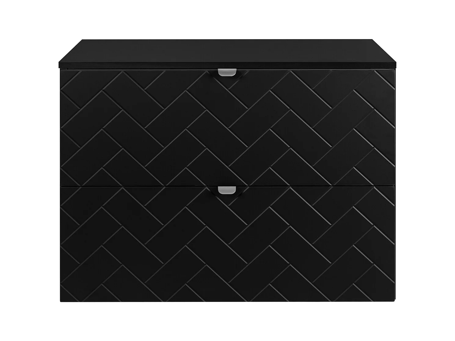 Mueble de baño, negro mate, 80 x 57 x 46 cm, tiradores plateados
