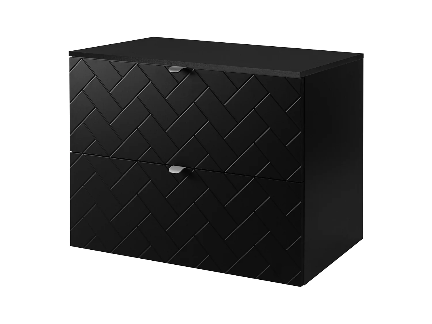 Meuble de salle de bain, Noir Mat, 80 x 57 x 46 cm, poignées argentées