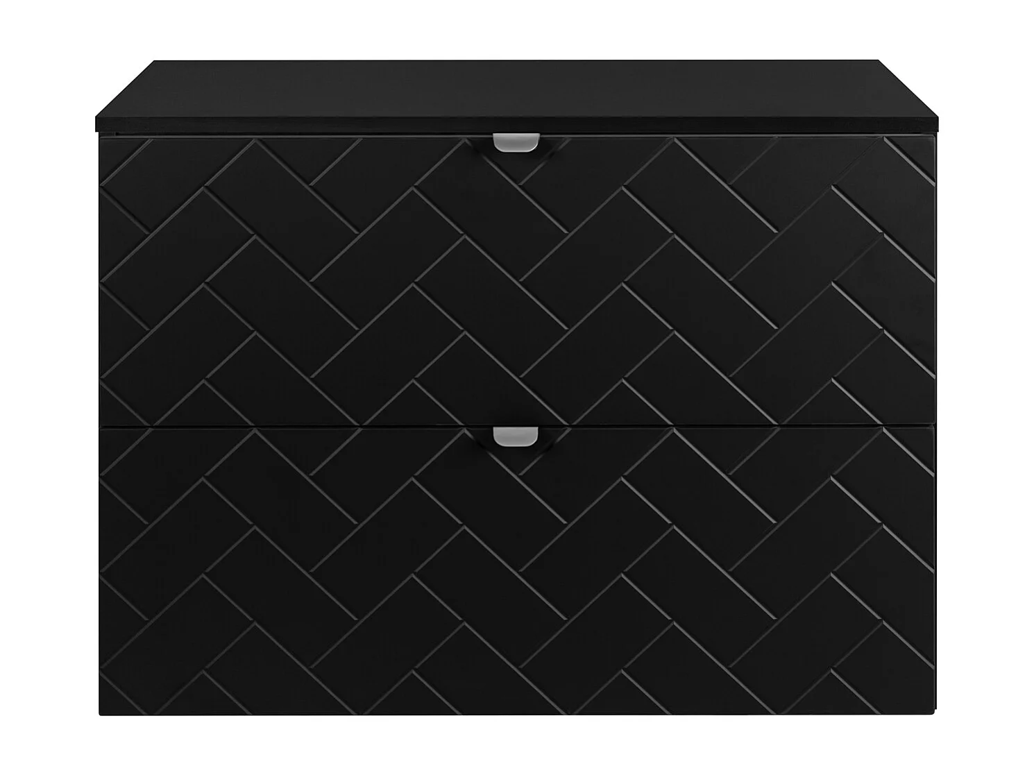 Meuble de salle de bain, Noir Mat, 80 x 57 x 46 cm, poignées argentées